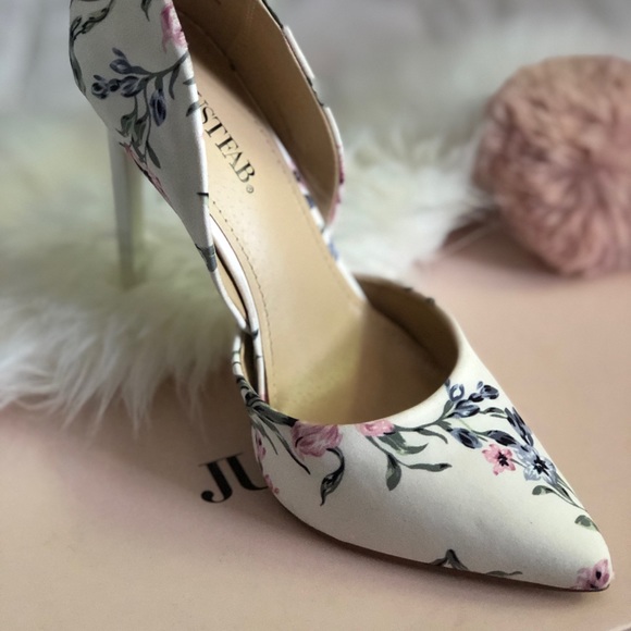 JustFab Monika White Floral heels US6.5UK-4.5EU-37 - Picture 3 of 8